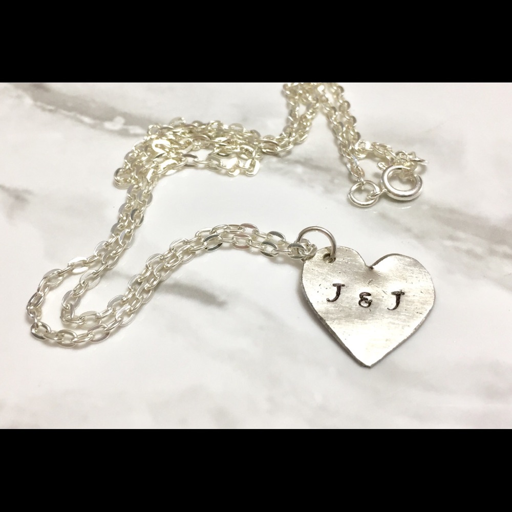 Silver Plate Heart Spoon Necklace Initials Custom - Picture 4 of 7